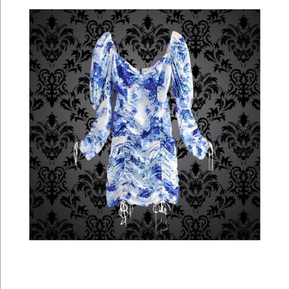BLUE RUCHED DRESS - Picture 2 of 2